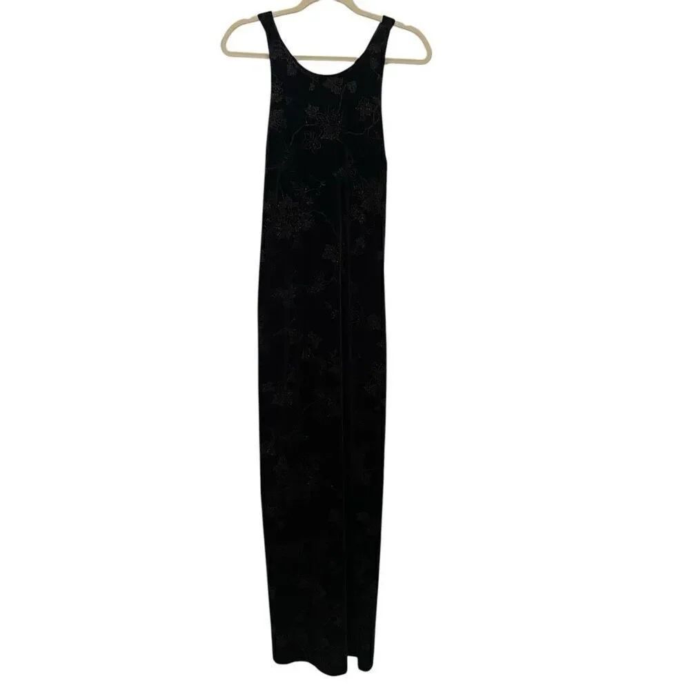 Hampton Nites Y2K 90’s Black Velvet Glitter Formal Prom Long Dress Women’s Sz 8